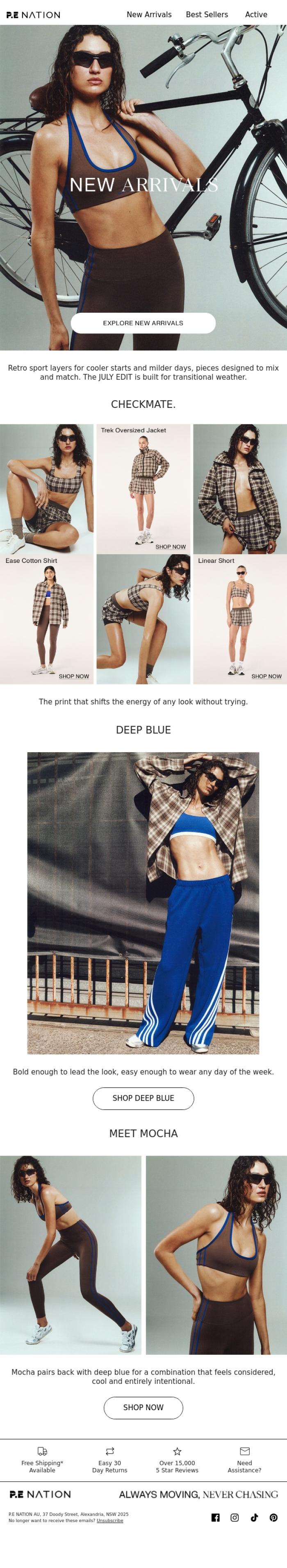 Email Design Inspiration from P.E Nation, JUST LANDED | The July Edit