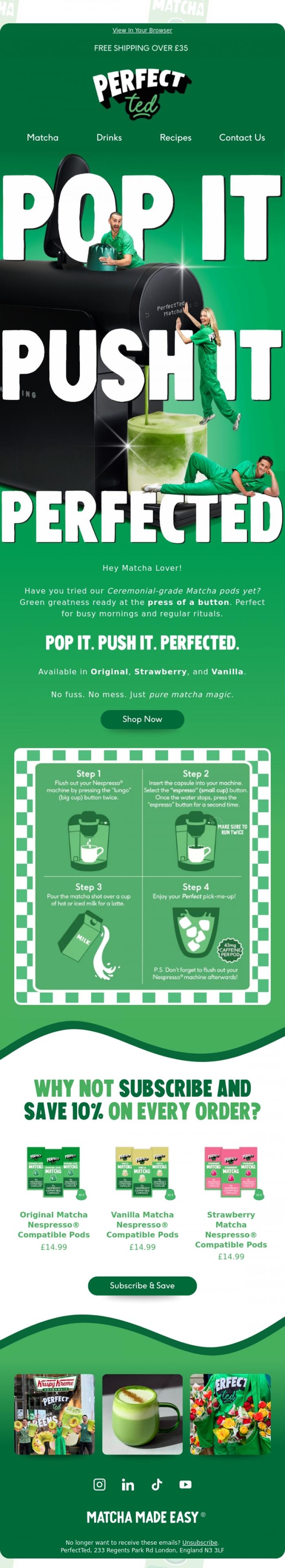 Email Design Inspiration from PerfectTed, Have you tried these yet? 💚