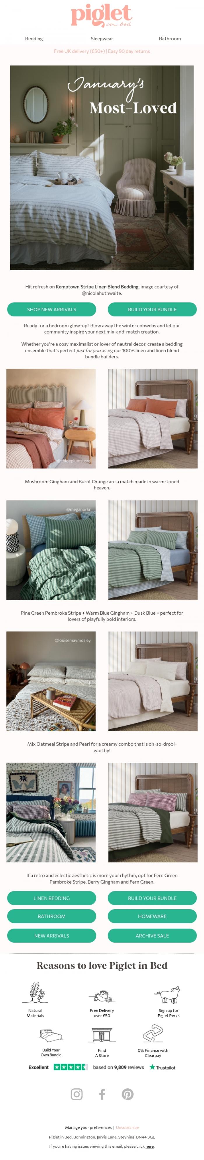 Email Design Inspiration from Piglet in Bed, Your most-loved looks this January...