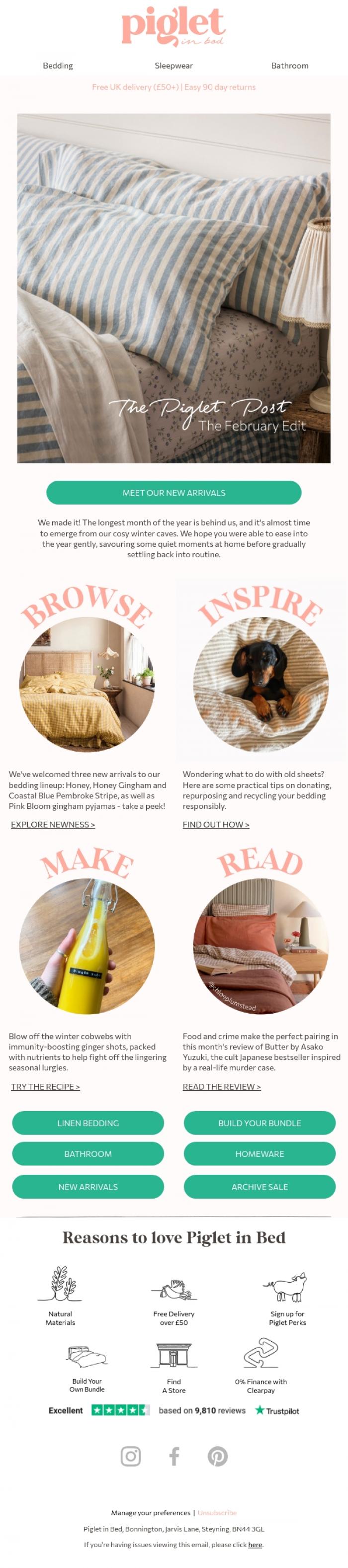 Email Design Inspiration from Piglet in Bed, Give your bedroom a GLOW-UP ✨