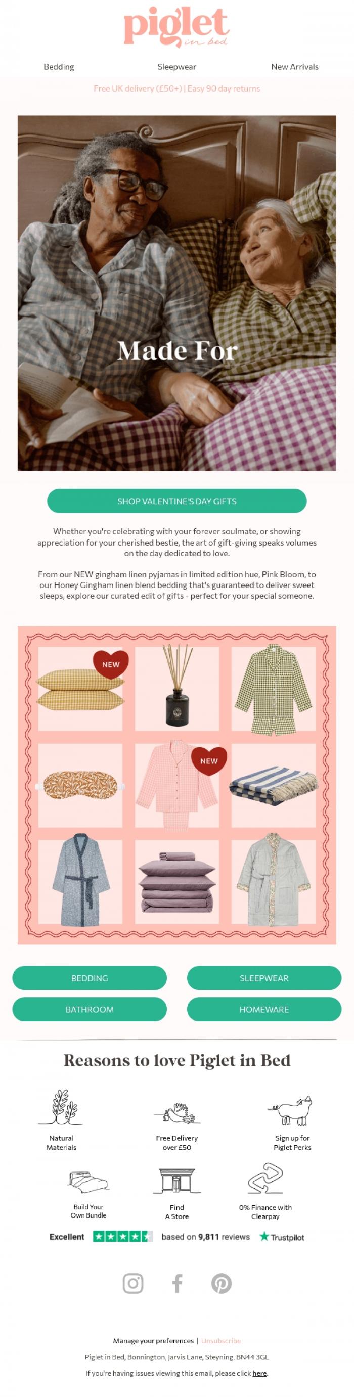 Email Design Inspiration from Piglet in Bed, Season of Love 💘 Shop our gift guide