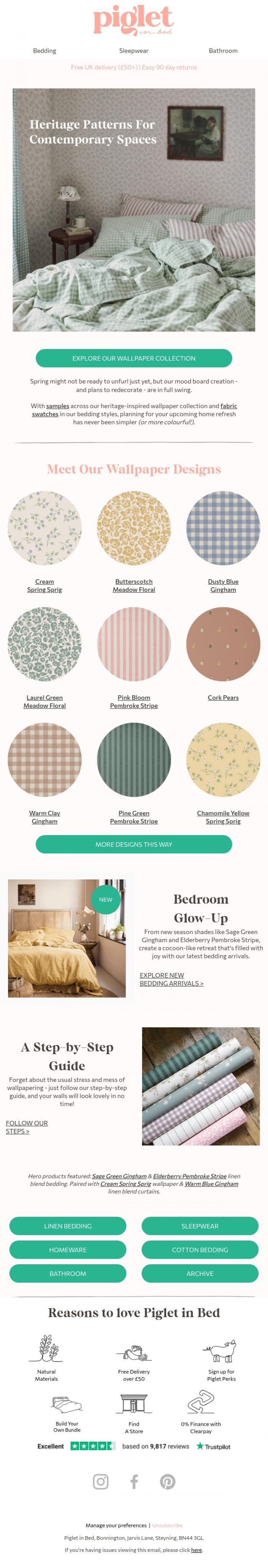 Email Design Inspiration from Piglet in Bed, Ready for a bedroom glow-up? ✨