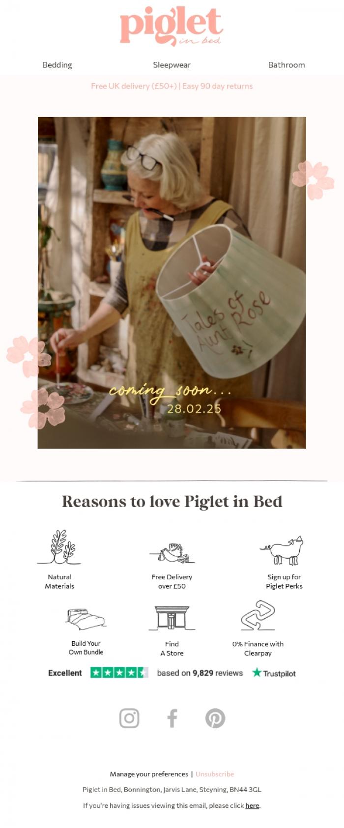 Email Design Inspiration from Piglet in Bed, Step into Aunt Rose's world 🎨🖌️