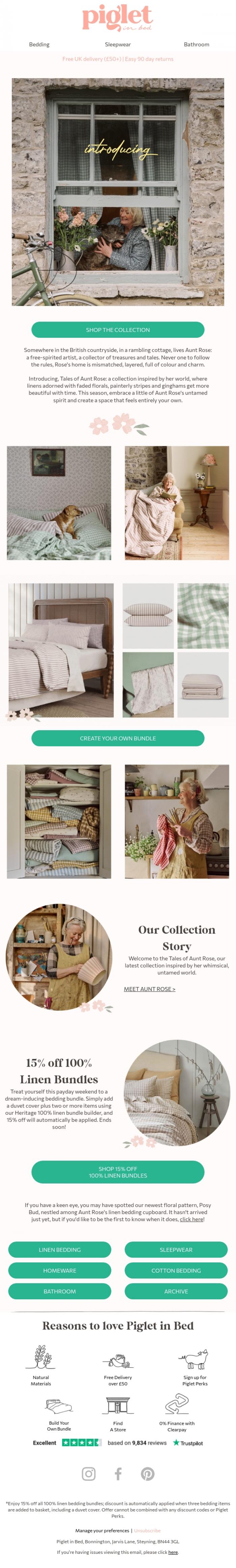 Email Design Inspiration from Piglet in Bed, Tales of Aunt Rose has arrived 💌
