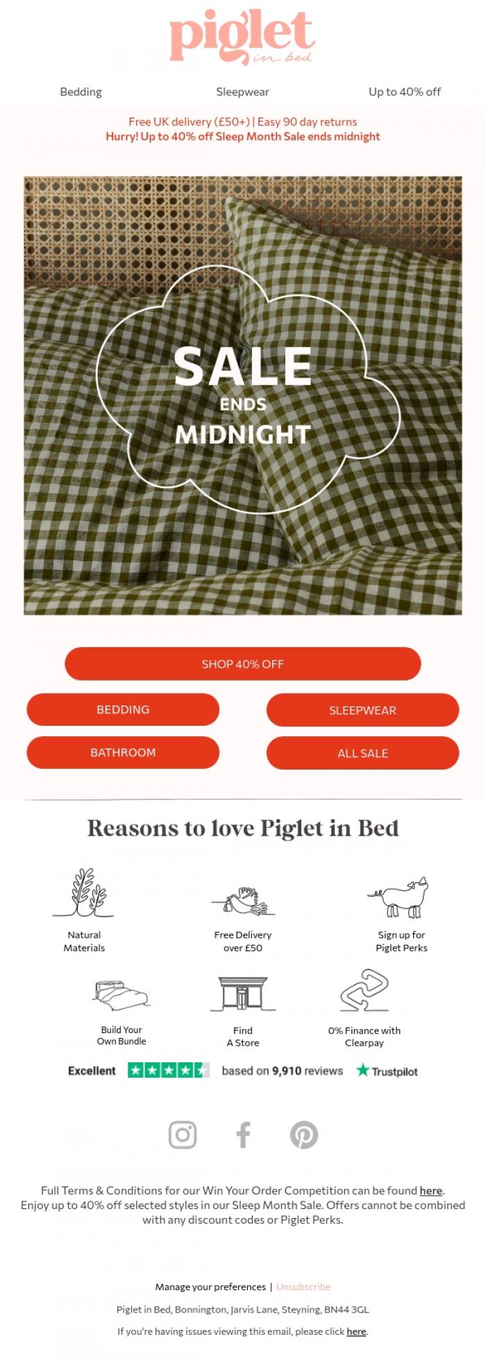 Email Design Inspiration from Piglet in Bed, Going, going...