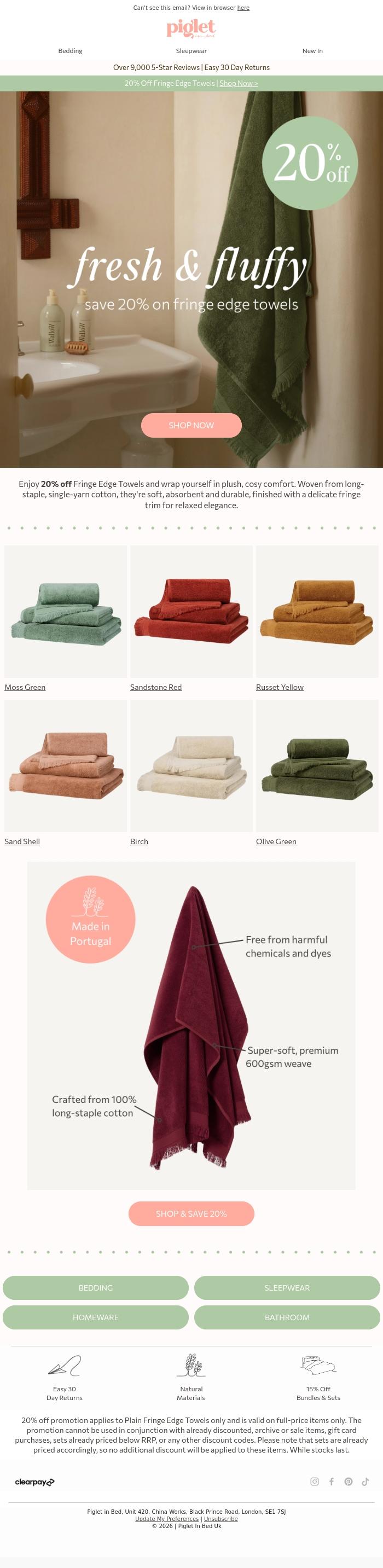 Email Design Inspiration from Piglet in Bed, Scrub up well & save&nbsp;🛁🫧
