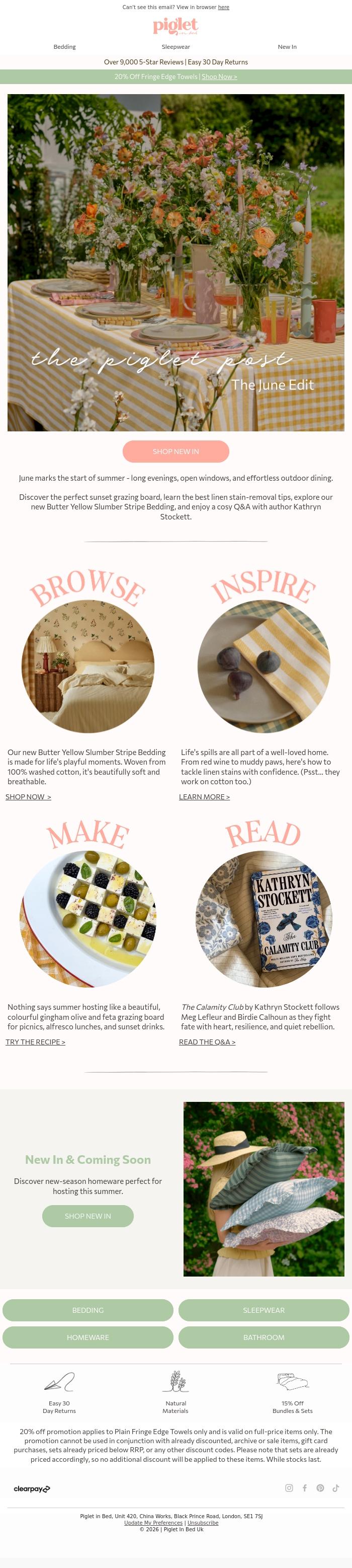 Email Design Inspiration from Piglet in Bed, The June Piglet Post is here