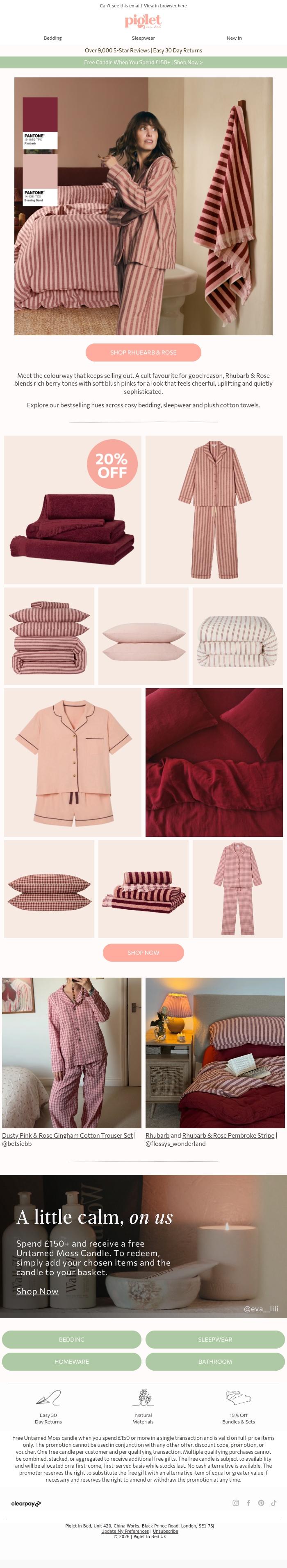 Email Design Inspiration from Piglet in Bed, The colourway that keeps selling out 🩷❤️