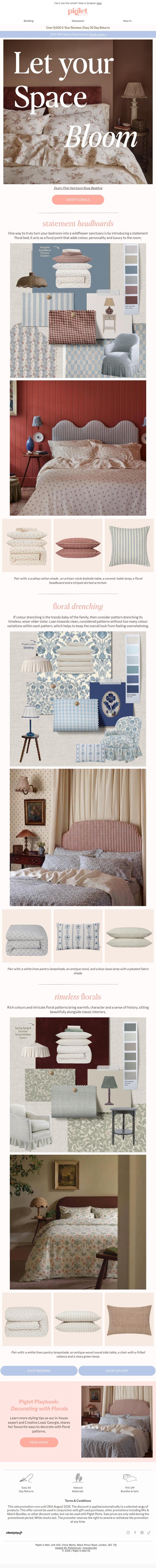 Email Design Inspiration from Piglet in Bed, Floral styling 101