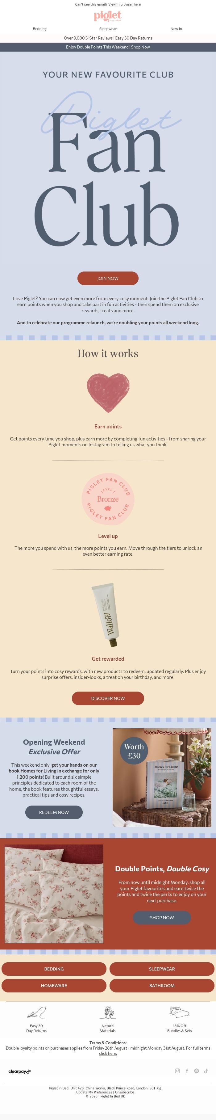 Email Design Inspiration from Piglet in Bed, YOUR NEW FAVOURITE CLUB