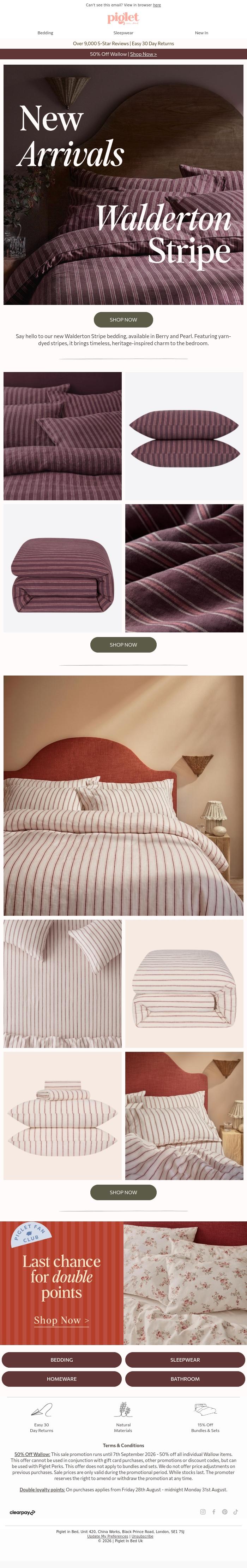Email Design Inspiration from Piglet in Bed, New in: The Walderton Stripe