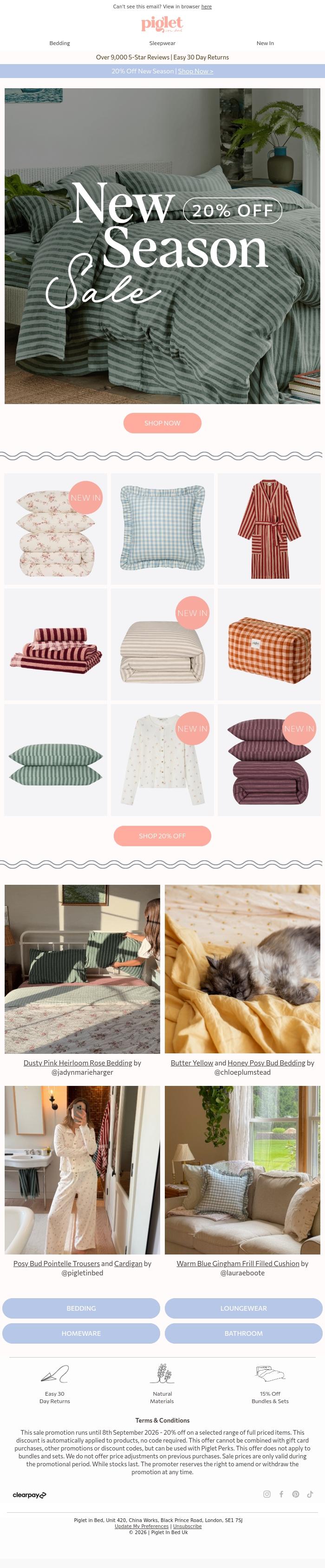 Email Design Inspiration from Piglet in Bed, Get Autumn Ready