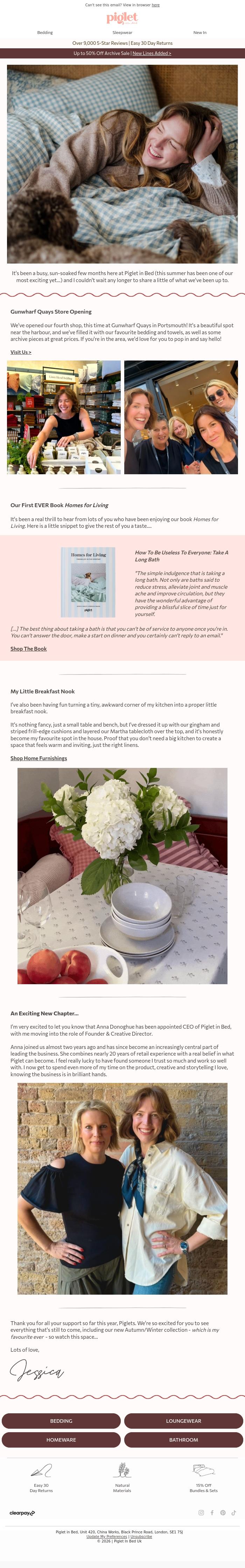 Email Design Inspiration from Piglet in Bed, A note from our Founder 💌