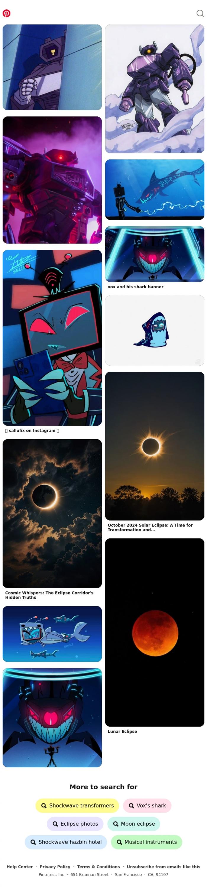 Email Design Inspiration from Pinterest, Shockwave Transformers, Vox's Shark and more ideas to search for