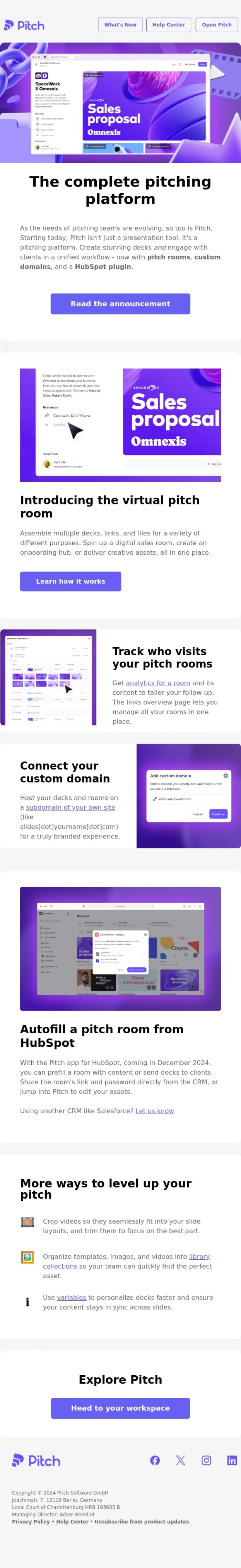 Email Design Inspiration from Pitch, Introducing the first complete pitching platform