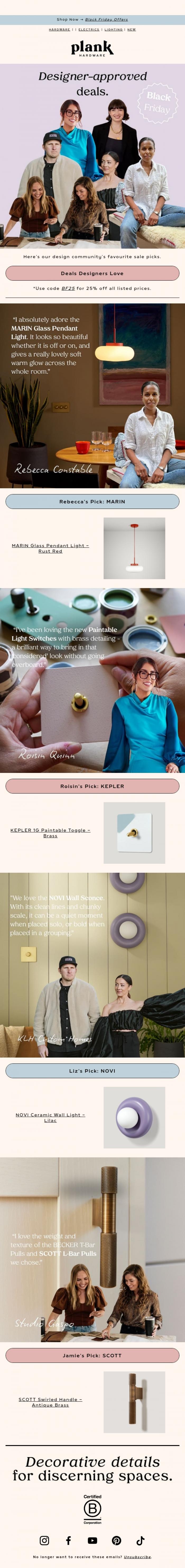 Email Design Inspiration from Plank Hardware, 🧑&zwj;🎨 Designer-approved Deals: Up to 60% Off*