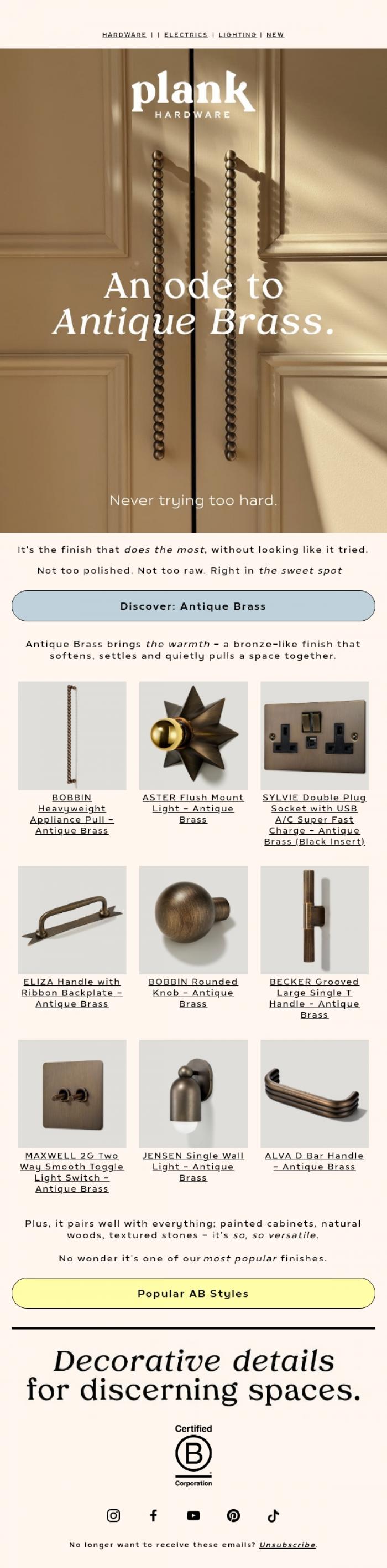 Email Design Inspiration from Plank Hardware, Popular & versatile for good reason 🤌