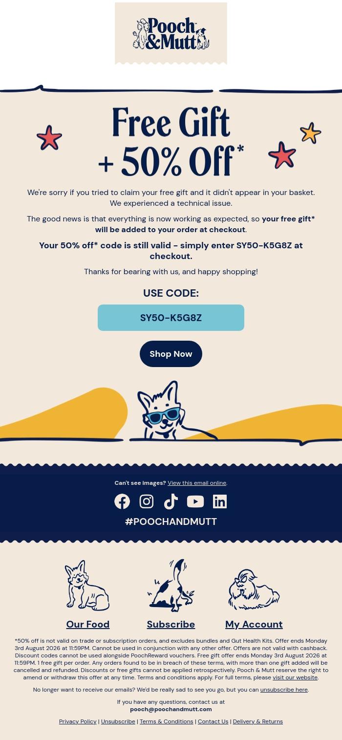 Email Design Inspiration from Pooch & Mutt, Sorry about that! We've fixed it 🐾