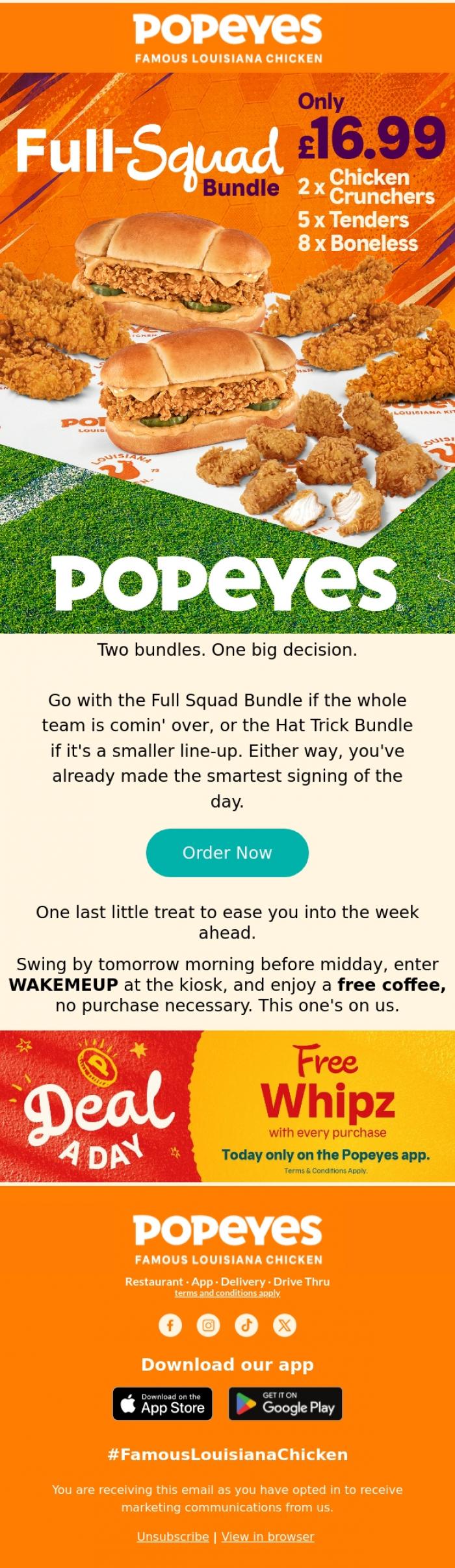 Email Design Inspiration from Popeyes Louisiana Chicken UK, A matchday masterclass ⚽