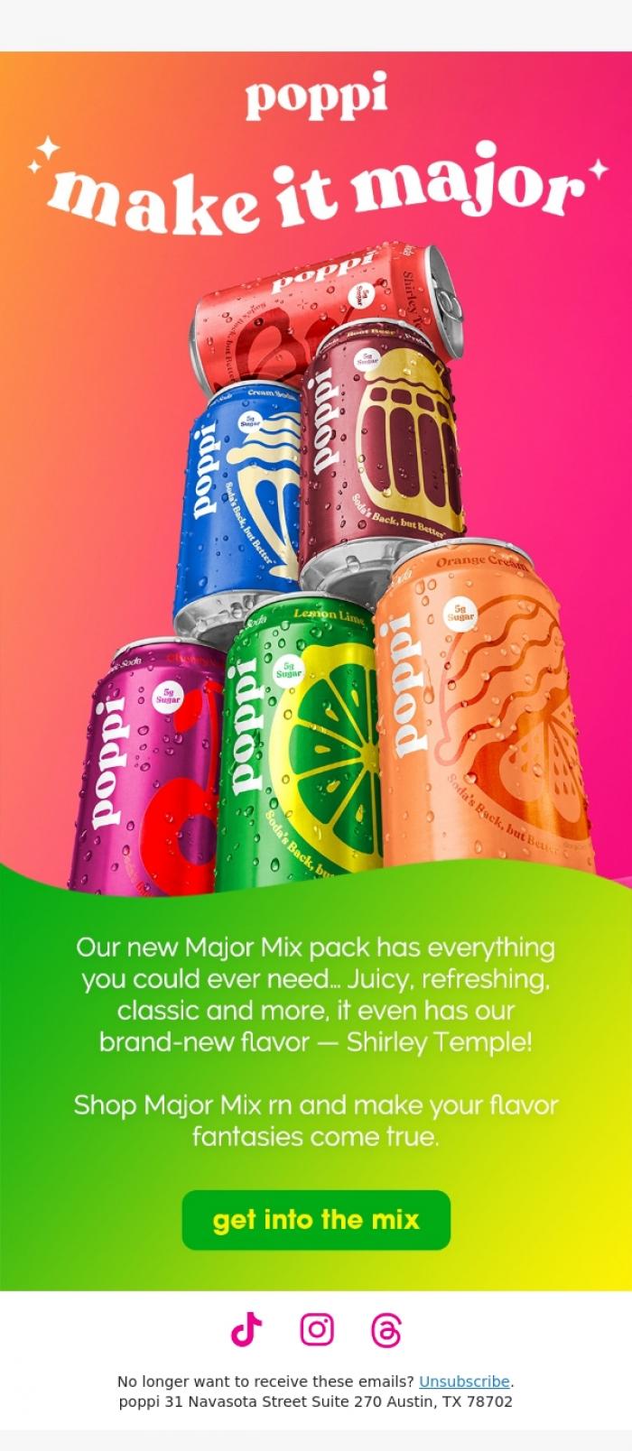Email Design Inspiration from poppi, a new variety pack... and it's major 😮