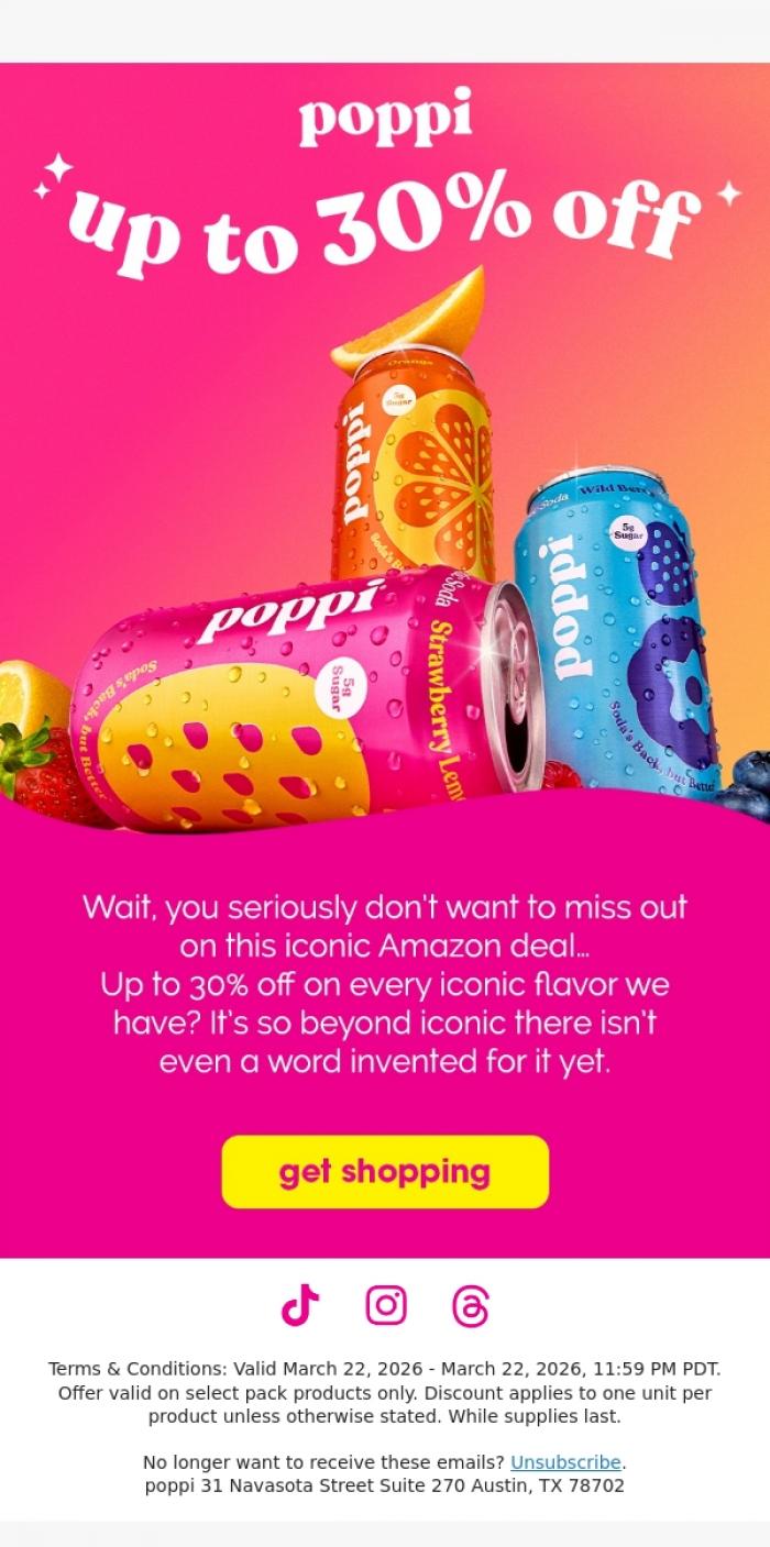 Email Design Inspiration from poppi, all your faves are on sale rn 👀