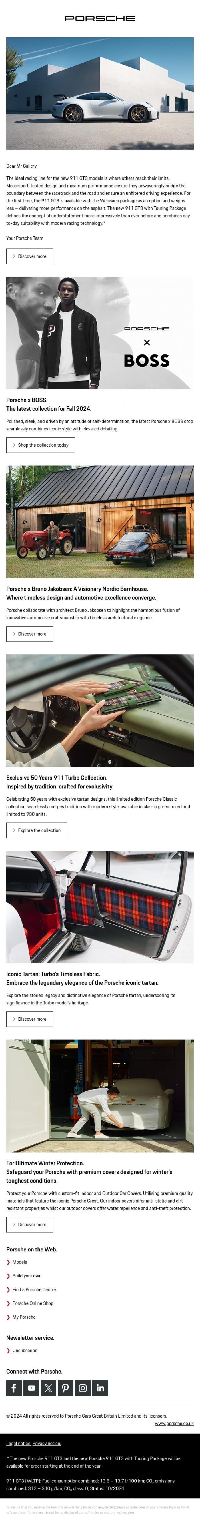 Email Design Inspiration from Porsche Life, Discover the new 911 GT3.