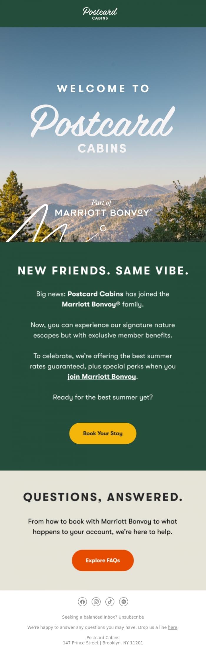 Email Design Inspiration from Postcard Cabins (formerly Getaway), New Friends. Same Vibe.