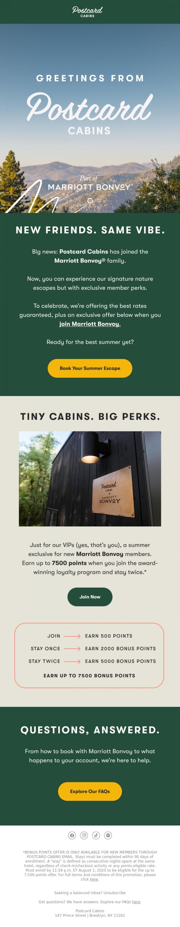 Email Design Inspiration from Postcard Cabins (formerly Getaway), Summer Vibes Only