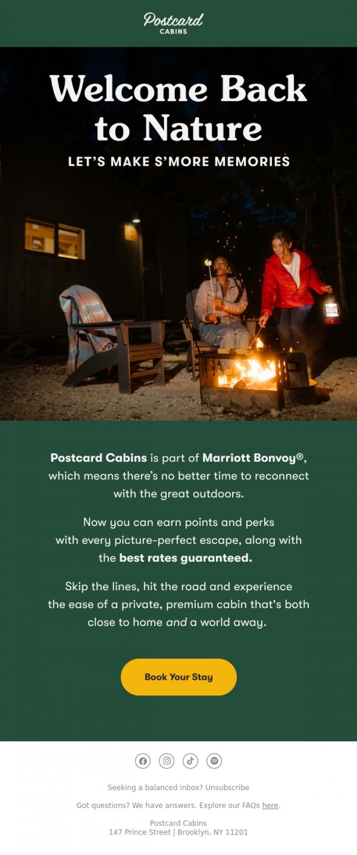 Email Design Inspiration from Postcard Cabins (formerly Getaway), Nature Misses You
