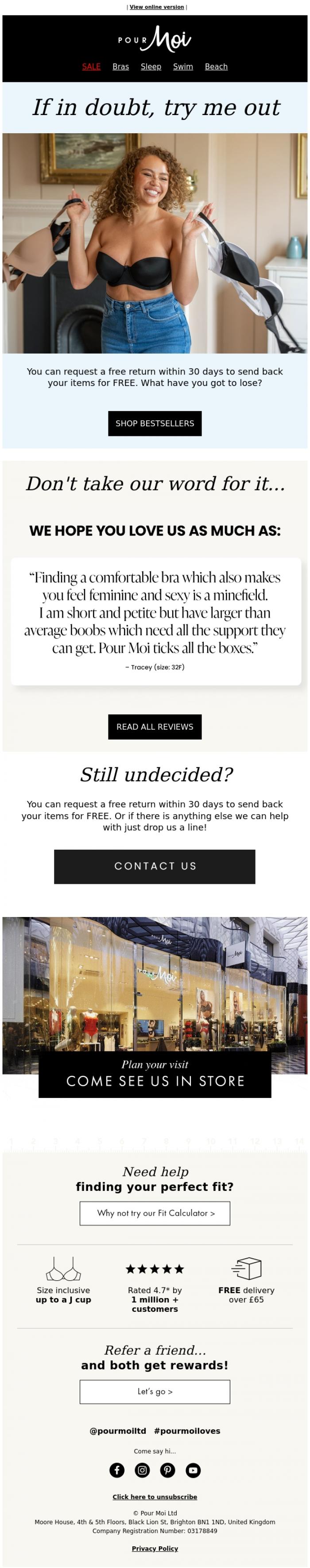 Email Design Inspiration from Pour Moi, Are you afraid to commit?