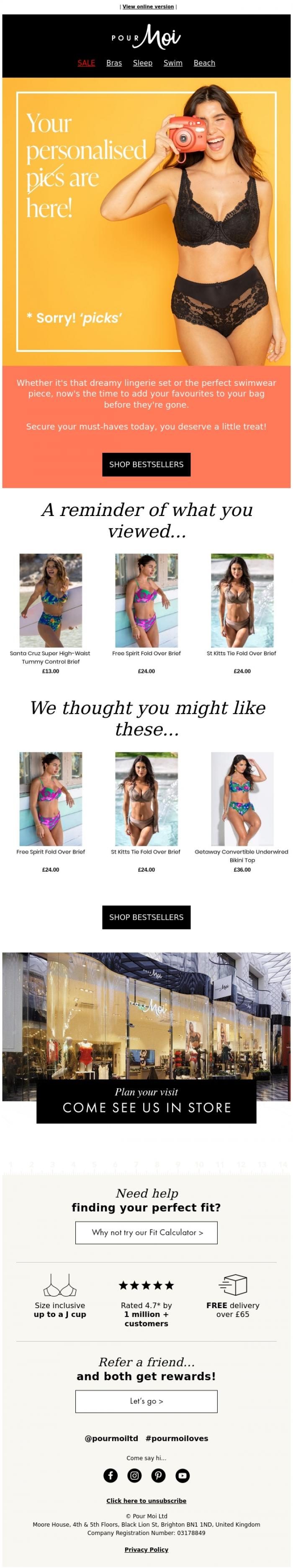 Email Design Inspiration from Pour Moi, Caught you looking 👀