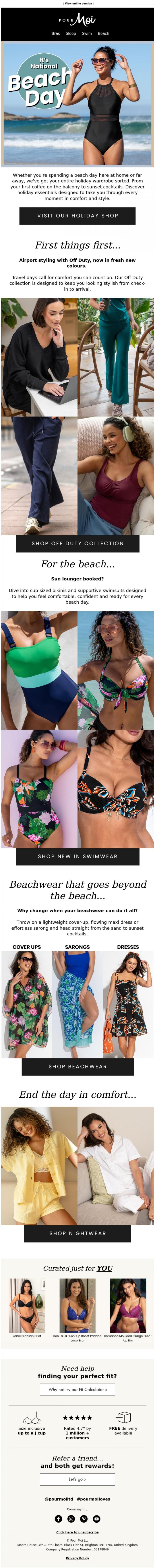 Email Design Inspiration from Pour Moi, Celebrate National Beach Day in style 🏖️