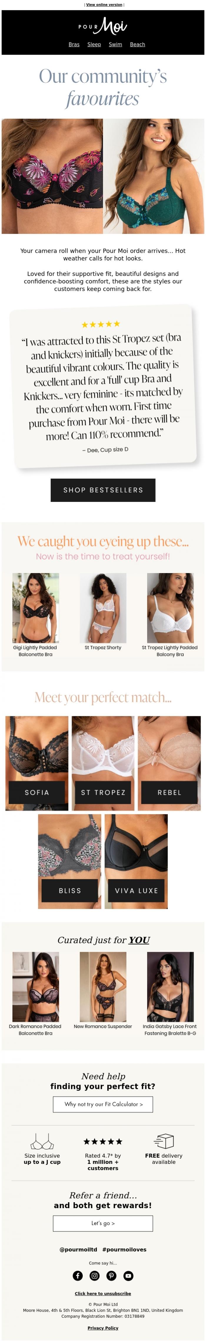 Email Design Inspiration from Pour Moi, This month's most-loved lingerie