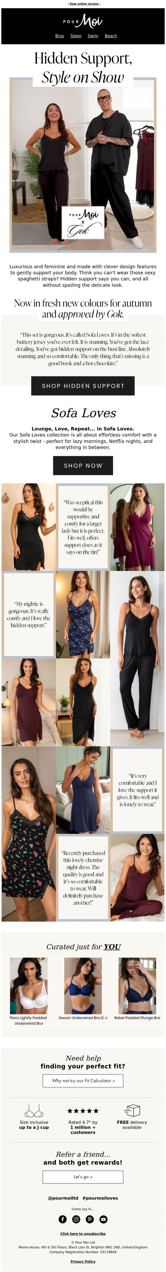 Email Design Inspiration from Pour Moi, Gok Wan shares his favourite nightwear