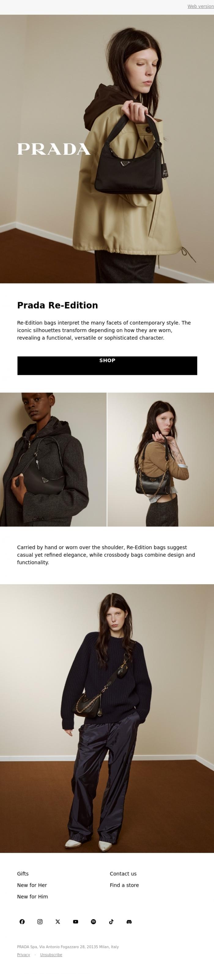 Email Design Inspiration from Prada, Re-Edition: Expressions of Style