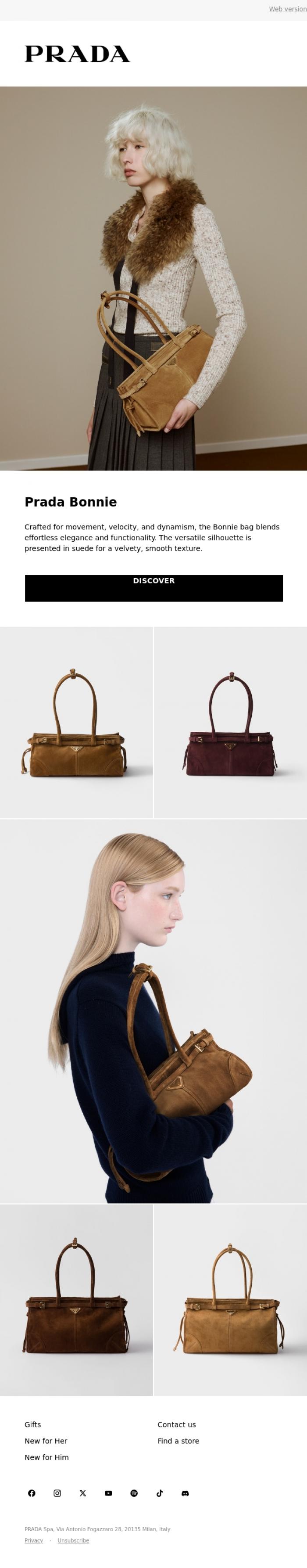 Email Design Inspiration from Prada, Prada Bonnie Bag