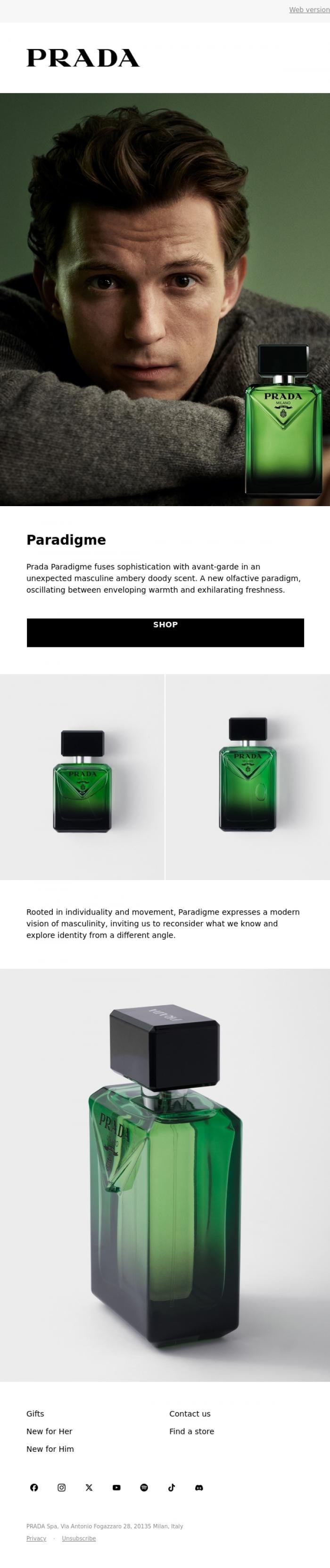 Email Design Inspiration from Prada, Prada Paradigme