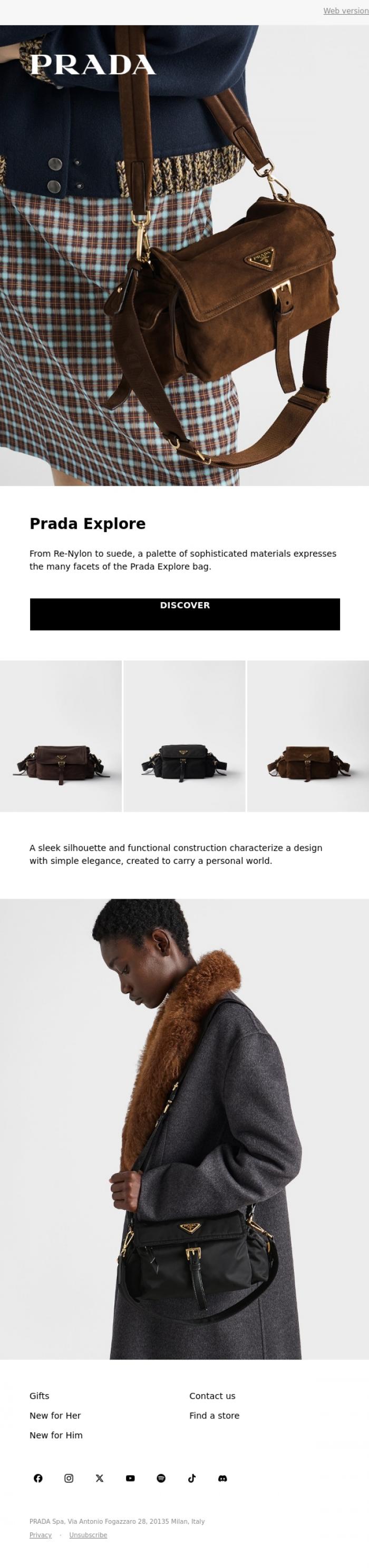 Email Design Inspiration from Prada, Prada Explore Bag