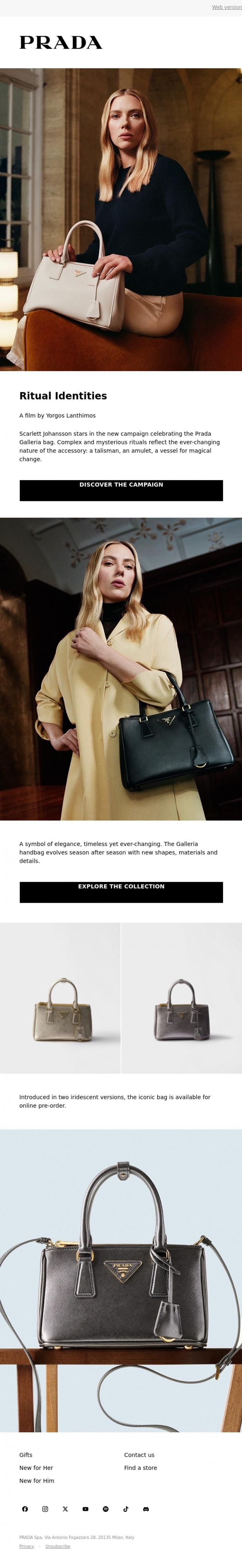 Email Design Inspiration from Prada, Prada Galleria