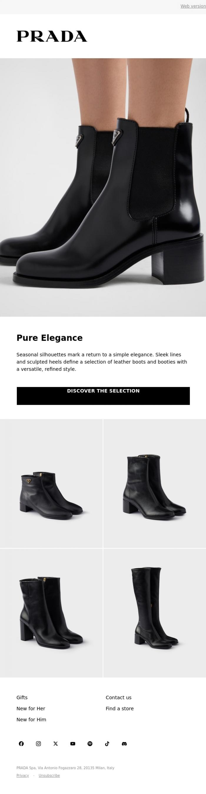 Email Design Inspiration from Prada, Leather Boots: Pure Elegance