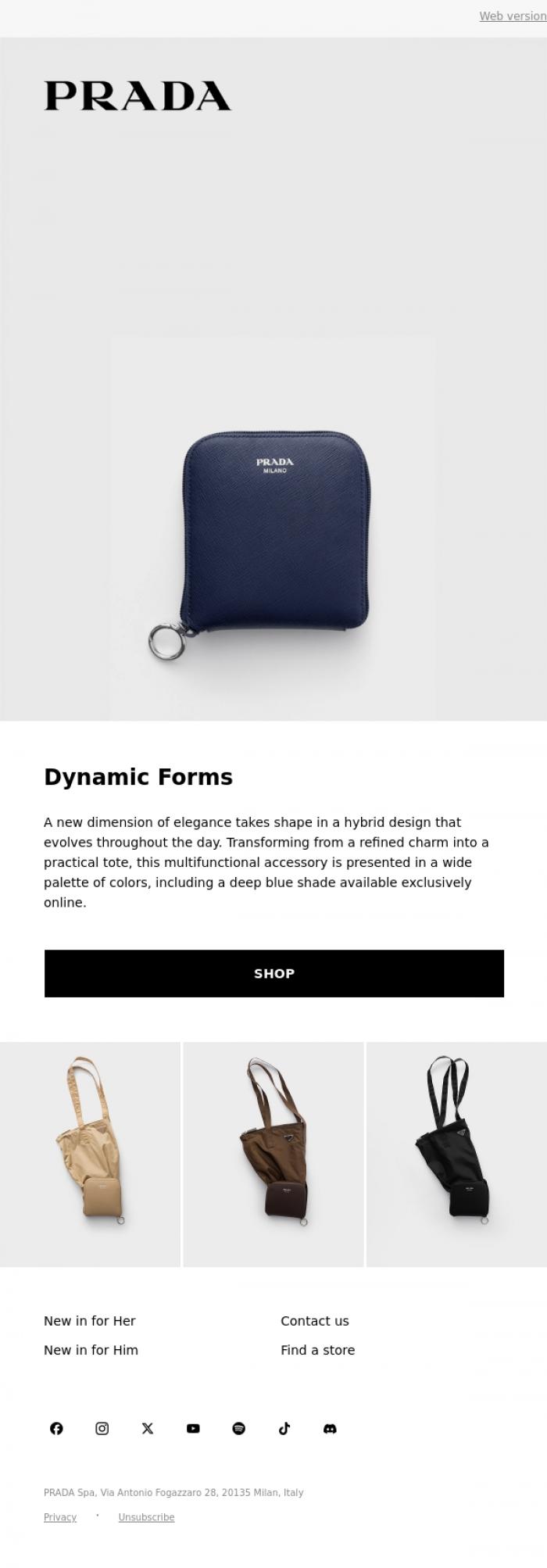 Email Design Inspiration from Prada, Dynamic Forms