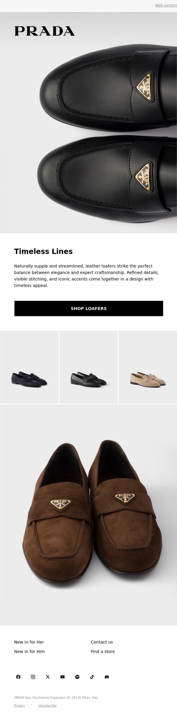 Email Design Inspiration from Prada, Timeless Lines