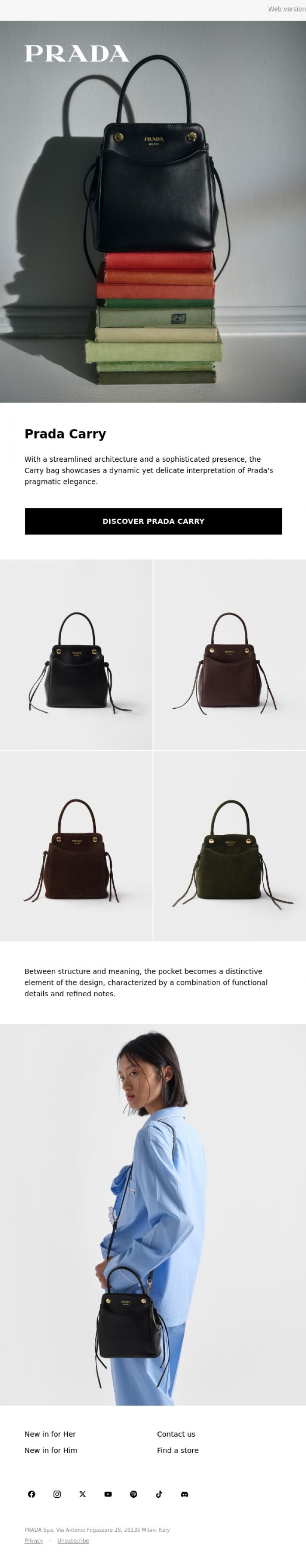 Email Design Inspiration from Prada, Prada Carry Bag