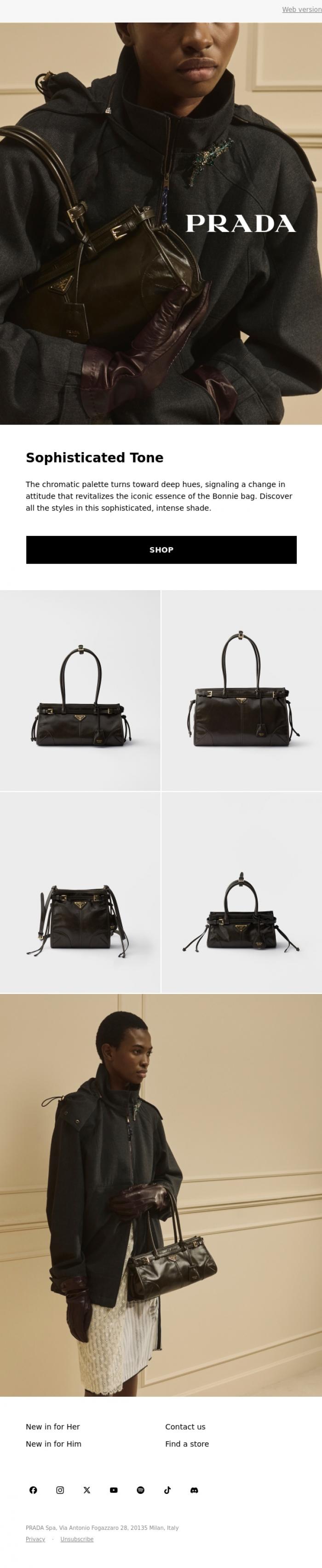 Email Design Inspiration from Prada, Prada Bonnie in a New Colorway