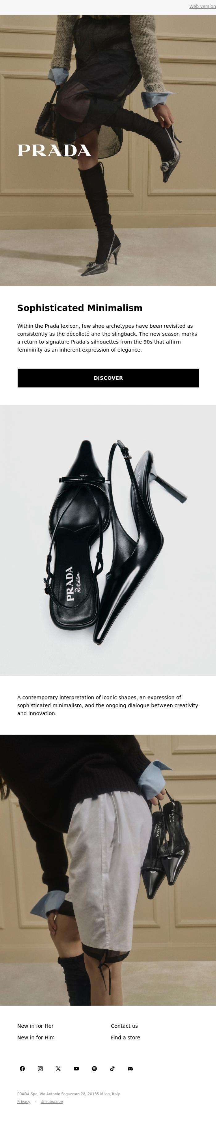 Email Design Inspiration from Prada,  D&eacute;collet&eacute; and Slingback 