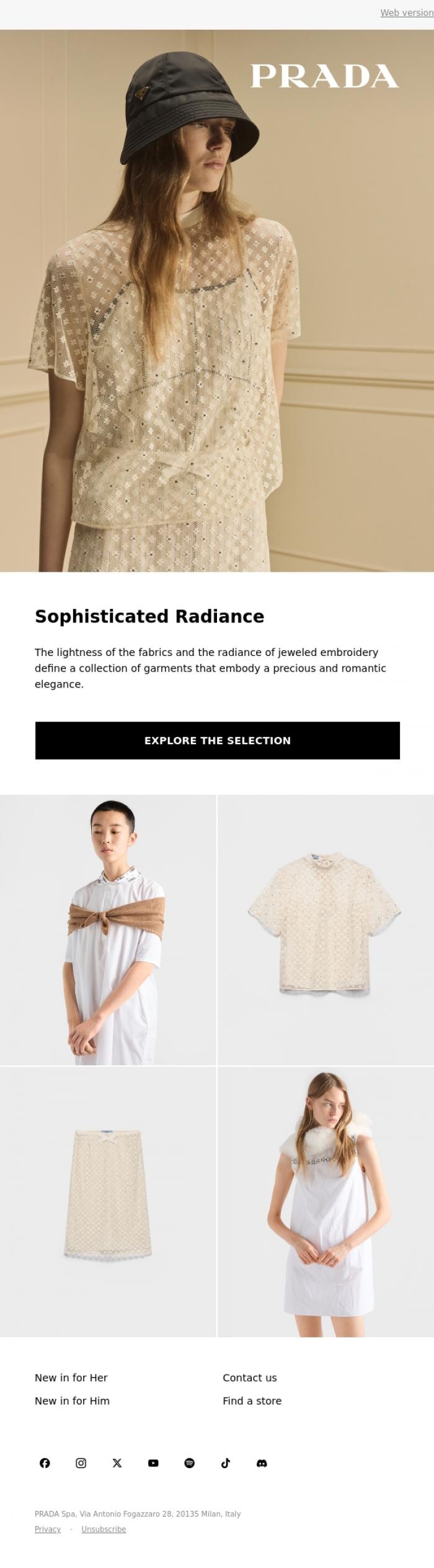 Email Design Inspiration from Prada, Sophisticated Radiance