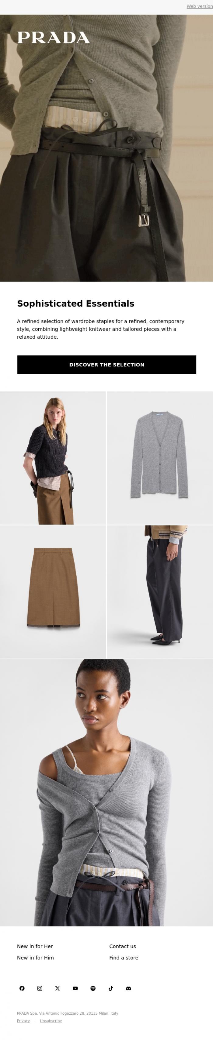Email Design Inspiration from Prada, Sophisticated Essentials