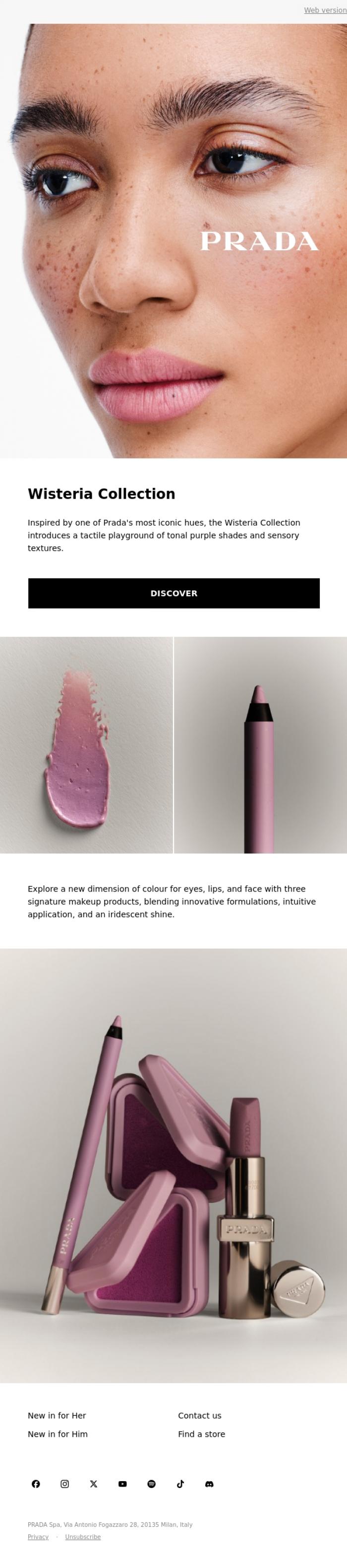 Email Design Inspiration from Prada, Prada Beauty: Wisteria Collection