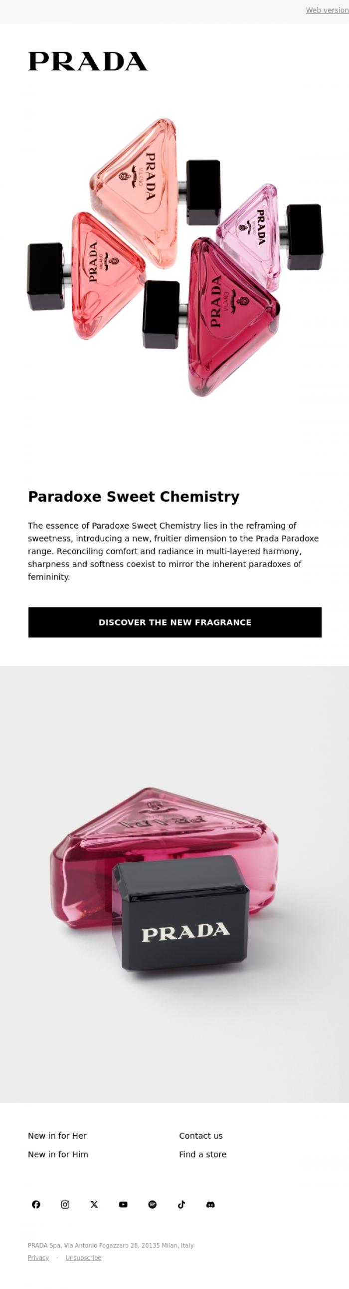 Email Design Inspiration from Prada, Paradoxe Sweet Chemistry