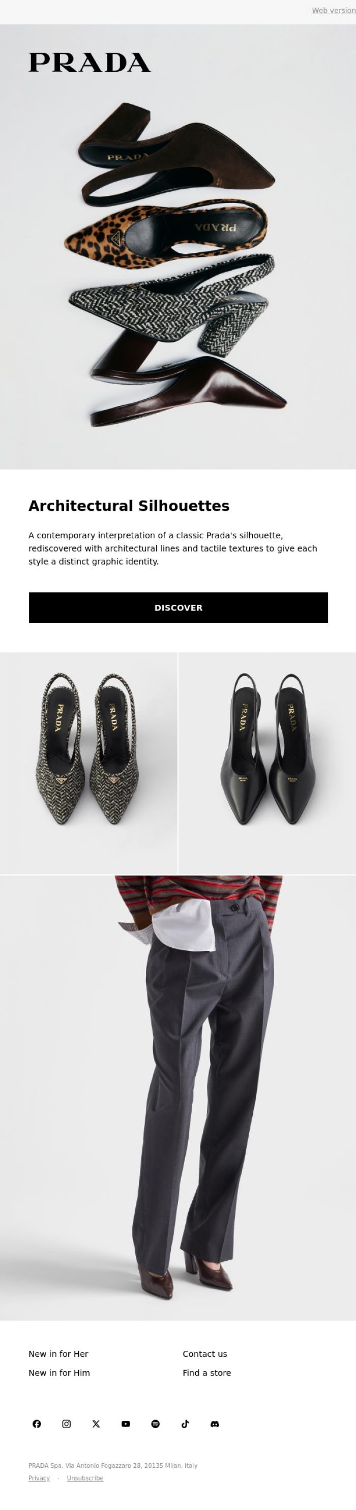 Email Design Inspiration from Prada, Architectural Silhouettes